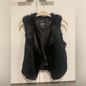 Real rabbit fur vest - black, size medium